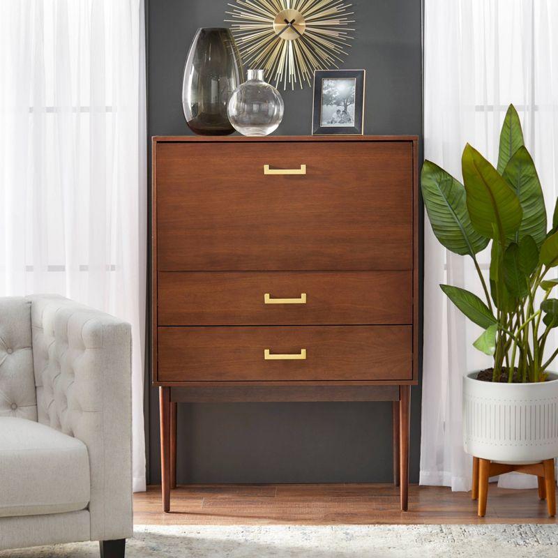 Jasper Tall Bar Cabinet Walnut - Lifestorey