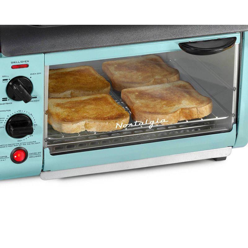 Nostalgia Nostalgia Retro 3-in-1 Family Size Electric Breakfast Station, Coffeemaker, Griddle, Toaster Oven, Aqua