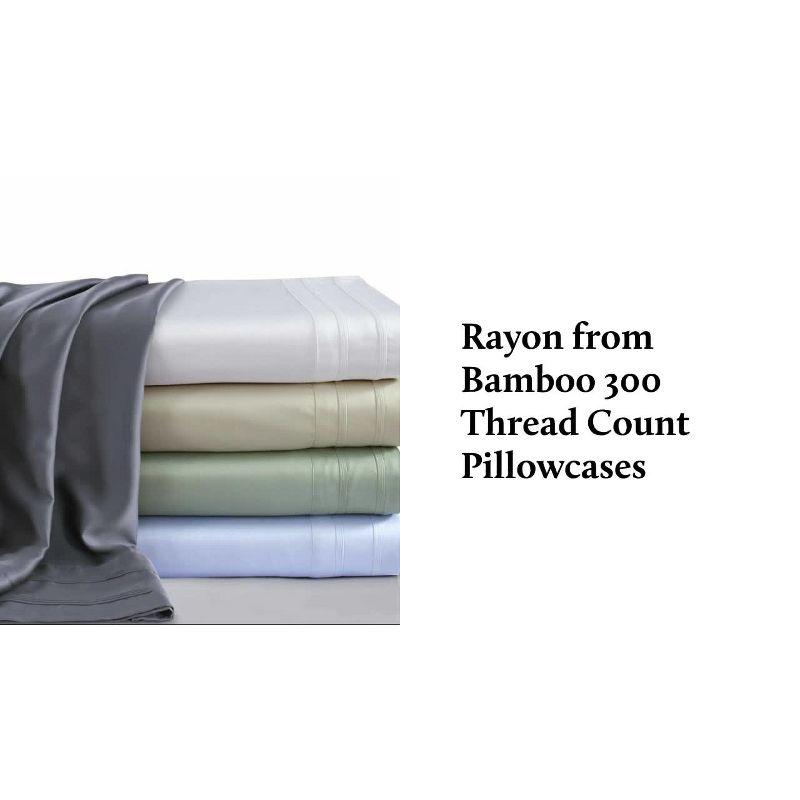 Rayon from Bamboo Solid Pillowcase Pair (King) Sage 300 Thread Count - Tribeca Living