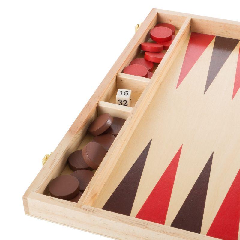 Toy Time Portable Wooden Backgammon Board Game Set With Accessories
