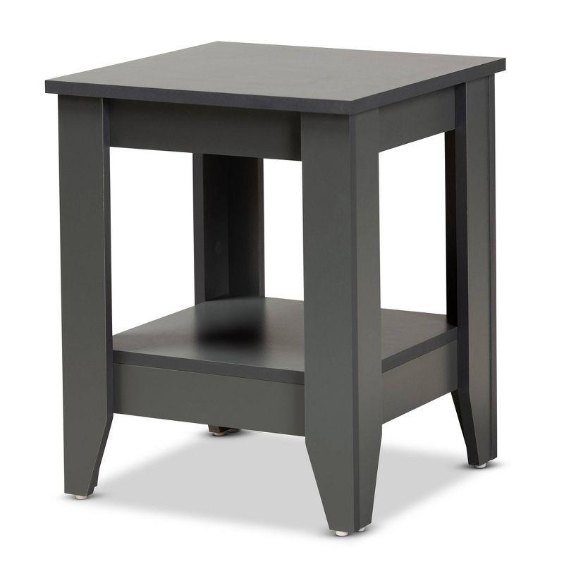 Audra Compact Square Grey Wood End Table with Shelf