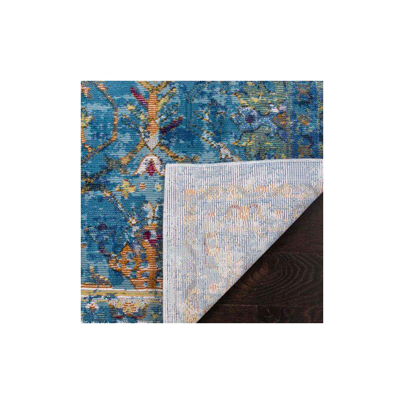 Reversible Blue Synthetic 9' x 12' Easy Care Area Rug