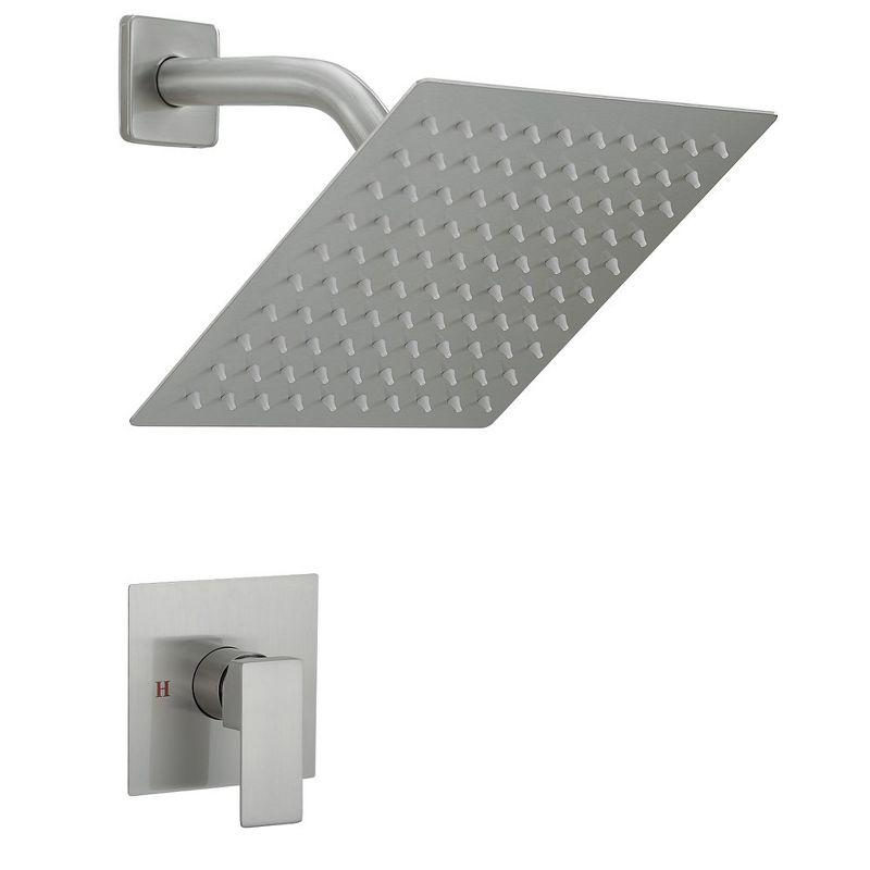 Nickel Square Wall Mounted Rain Shower Faucet Set