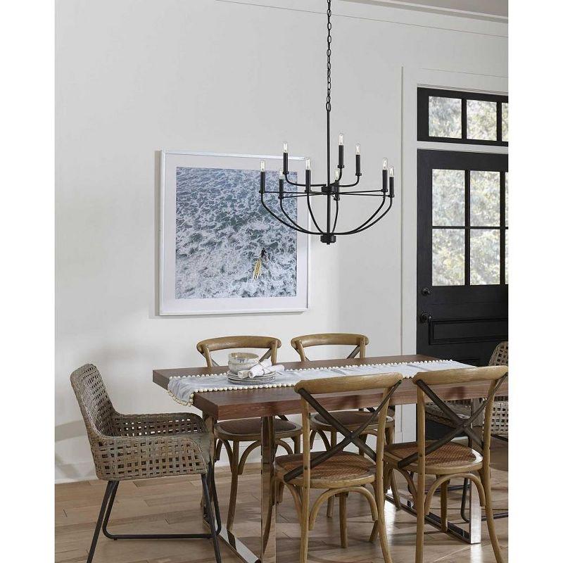 Leyden Matte Black Farmhouse 9-Light Chandelier