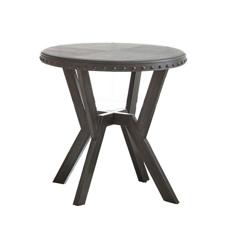 Contemporary 24" Gray Wood & Metal Round End Table