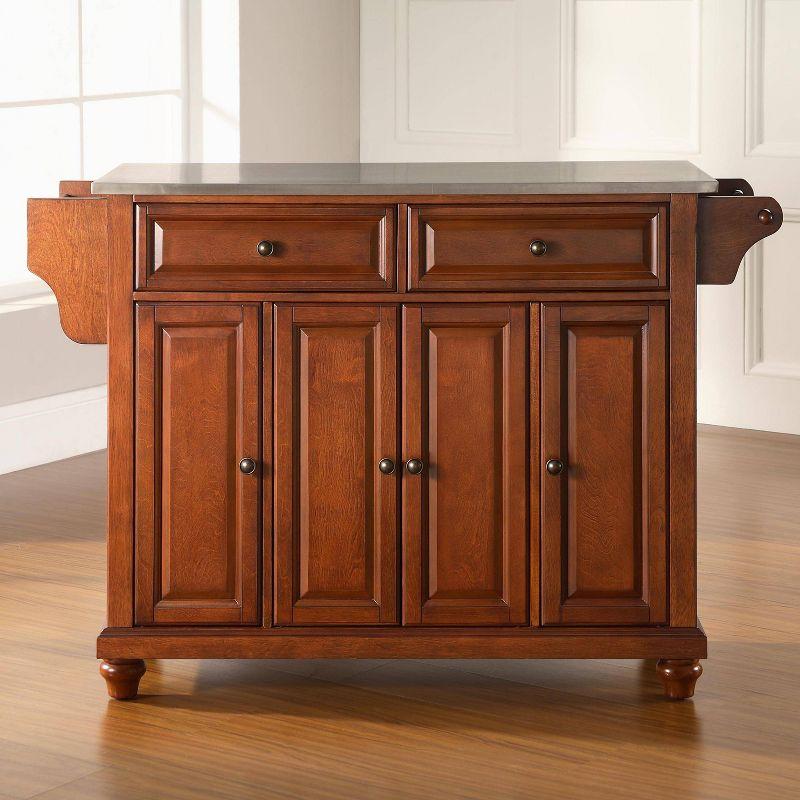 Cambridge Cherry Wood Kitchen Island with Stainless Steel Top