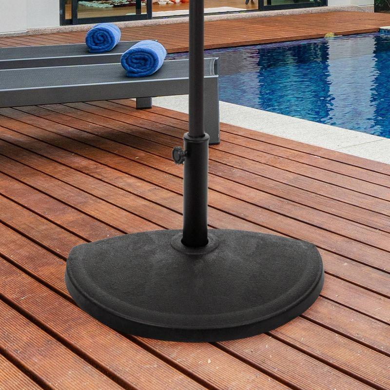 Pure Garden 32lb Half-Circle Outdoor Patio Umbrella Base Black: Resin & Cement, No Assembly, Rustproof