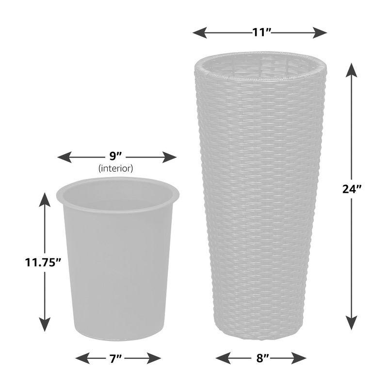 Balkene Home Noah All-Weather Wicker Planter Set with Liners Tall Plant Decor Box for Outdoors & Indoors Patio Herb Garden - 2 Piece Set – Mocha