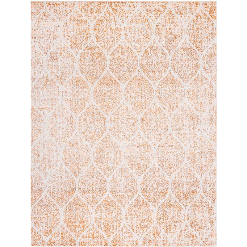 Cream/Orange Easy-Care Synthetic 9' x 12' Area Rug