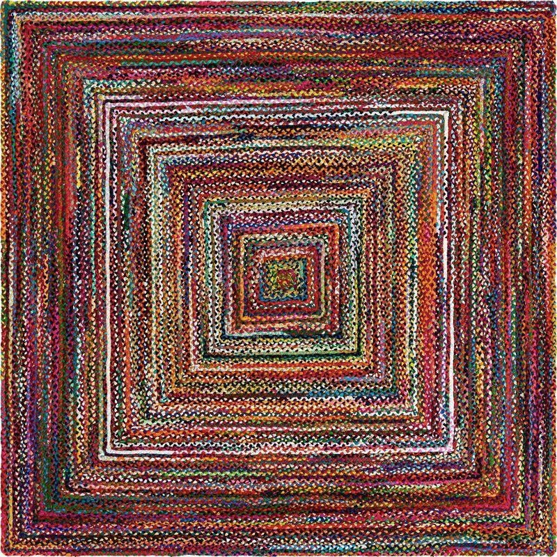 Unique Loom Braided Chindi Collection Area Rug - Layer (10'  Square Multi/Blue)