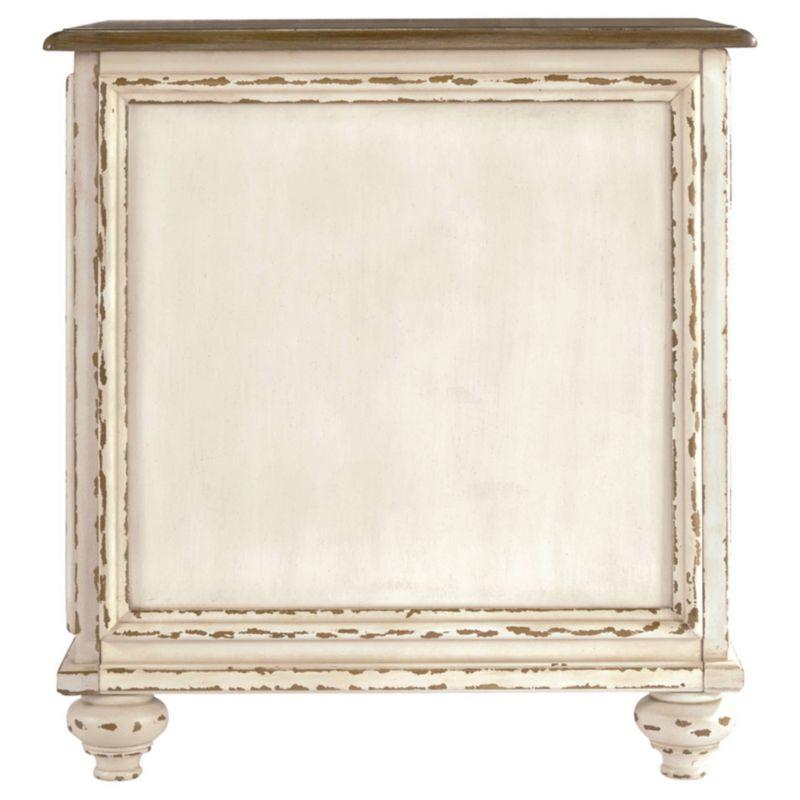 Antiqued Two-Tone Mirrored Cottage End Table with Storage