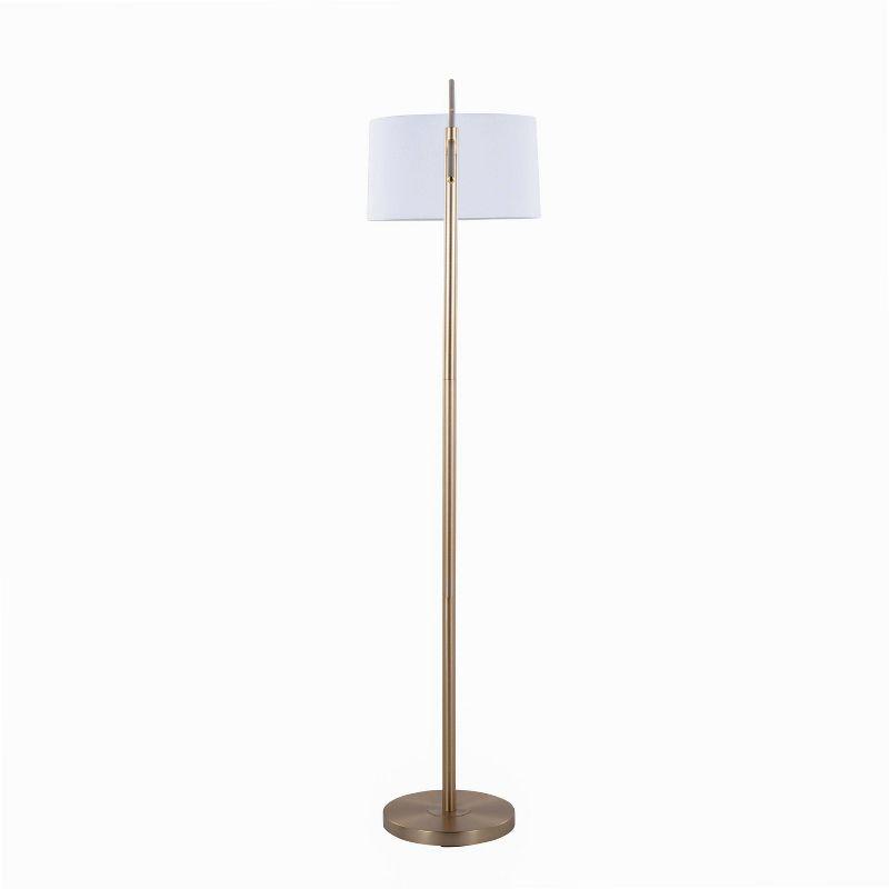 LumiSource Casper 69" Contemporary Metal Floor Lamp: Angular Body, Off-White Drum Shade, UL Listed
