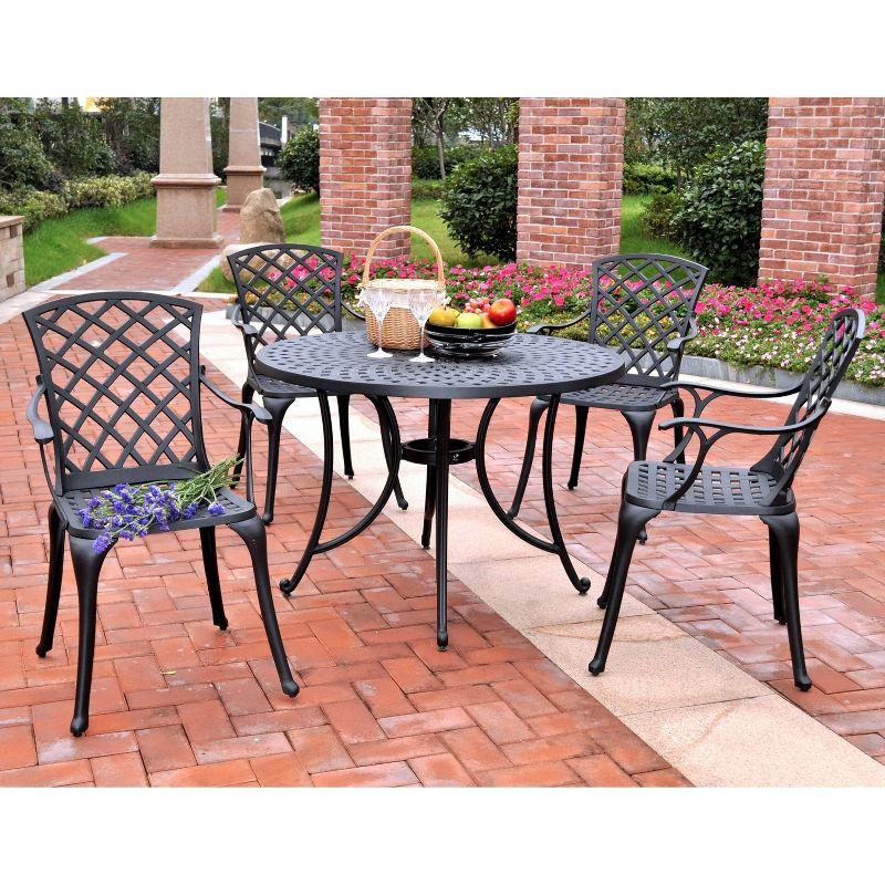 Sedona 46" 5pc Outdoor Dining Set with Highback Chairs - Black - Crosley