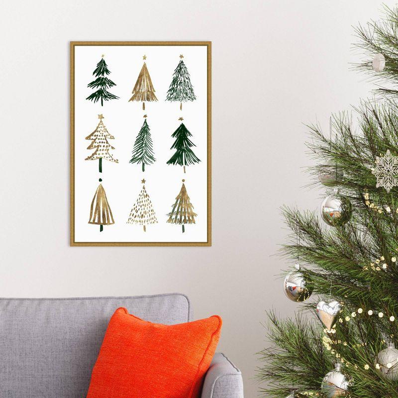 16" x 23" Evergreens II Tree by Isabelle Z Framed Canvas Wall Art - Amanti Art: Christmas Decor, Vertical Lithograph