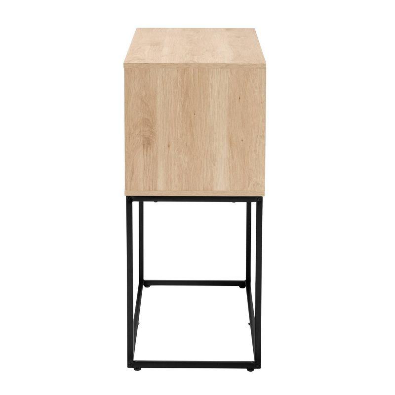 Amelia Wood Rattan Sideboard Buffet Dining Cabinet Natural Brown/Black - Baxton Studio: Fixed Shelves, Metal Frame