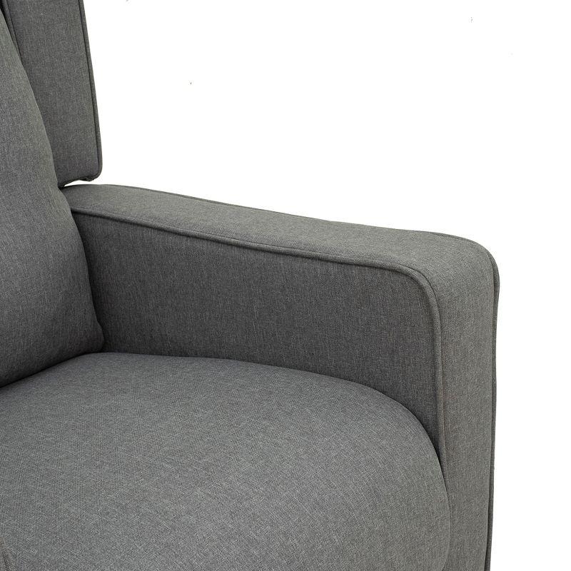 Modern Chic Gray Linen Swivel Recliner with Button Tufted Back