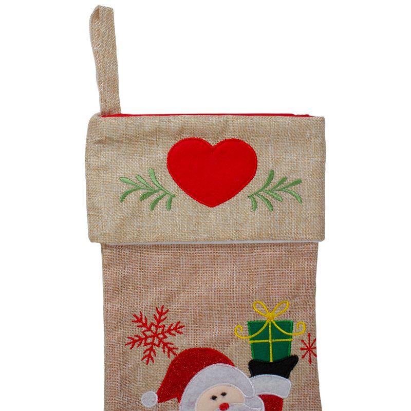 Northlight 19" Red and Green Santa Claus in Sleigh Embroidered Christmas Stocking