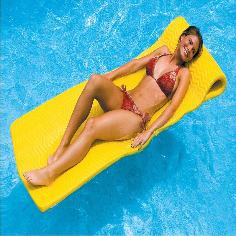 Yellow 74" Foam Floating Pool Mattress with Headrest