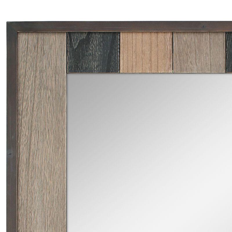 26.6" x 24" Rectangle Natural Wood Plank Mirror Brown - Stonebriar Collection: Stylish Rustic Frame, Easy Wall Mount