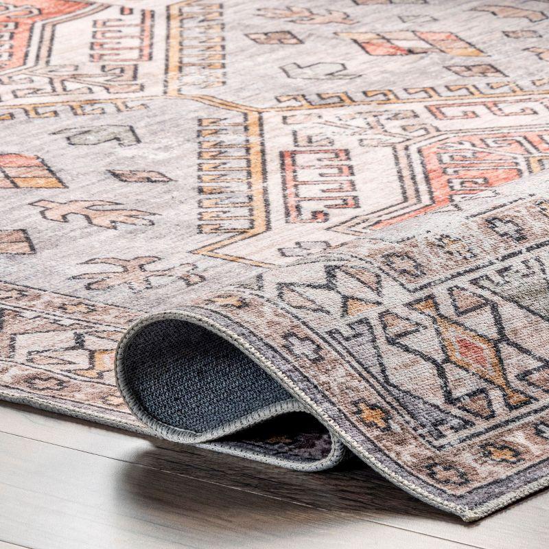 Nuloom Mae Motif Pet Friendly Machine Washable Area Rug, 4' x 6', Brick