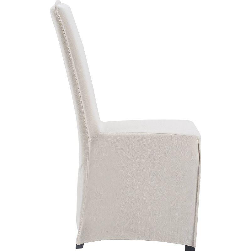 Ivory Linen Upholstered High Back Parsons Side Chair Set