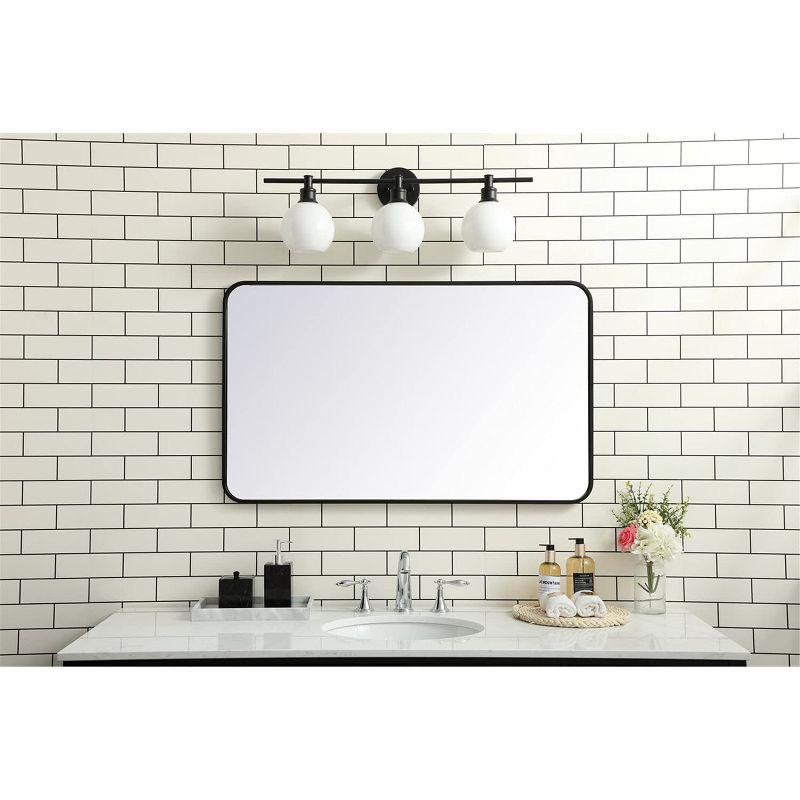 Elegant Lighting Soft corner metal rectangular mirror 24x40 inch in Black