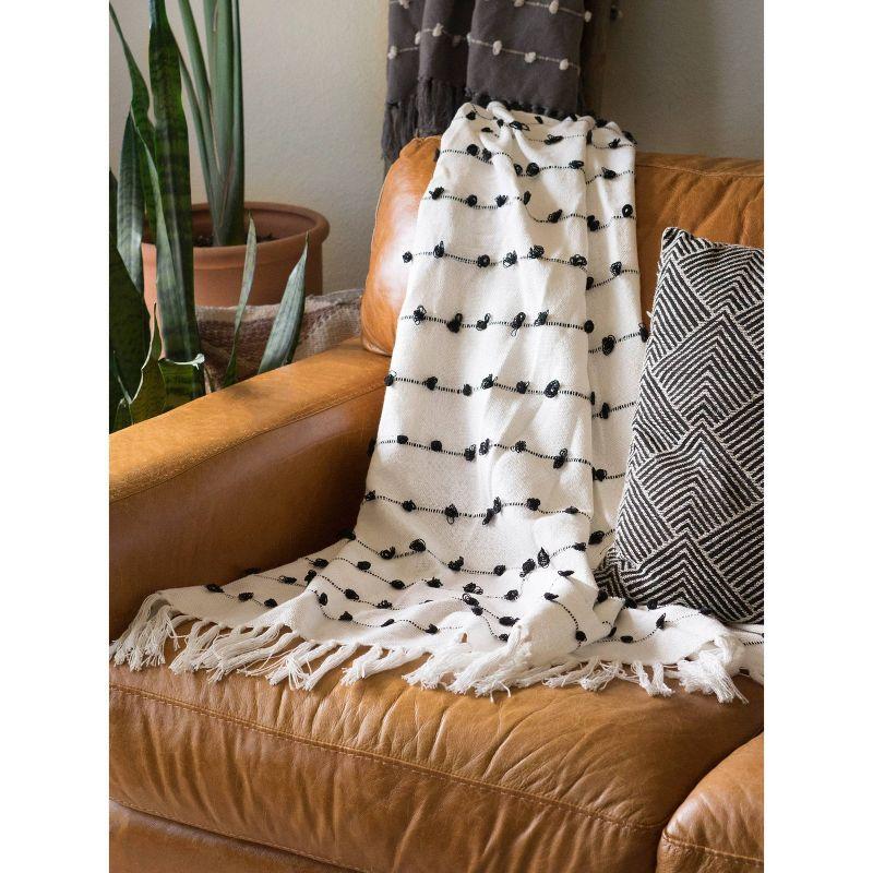 50"x60" Woven Loop Throw Blanket Off-White - Design Imports: Cotton, Hypoallergenic, Machine Washable