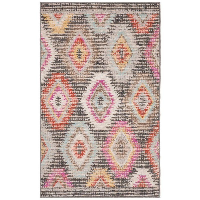 Gray Multi 3' x 5' Reversible Synthetic Area Rug