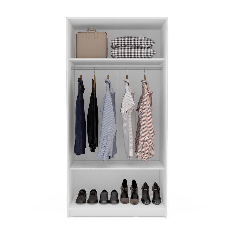 White Modern Clothing Armoire with Sliding Doors