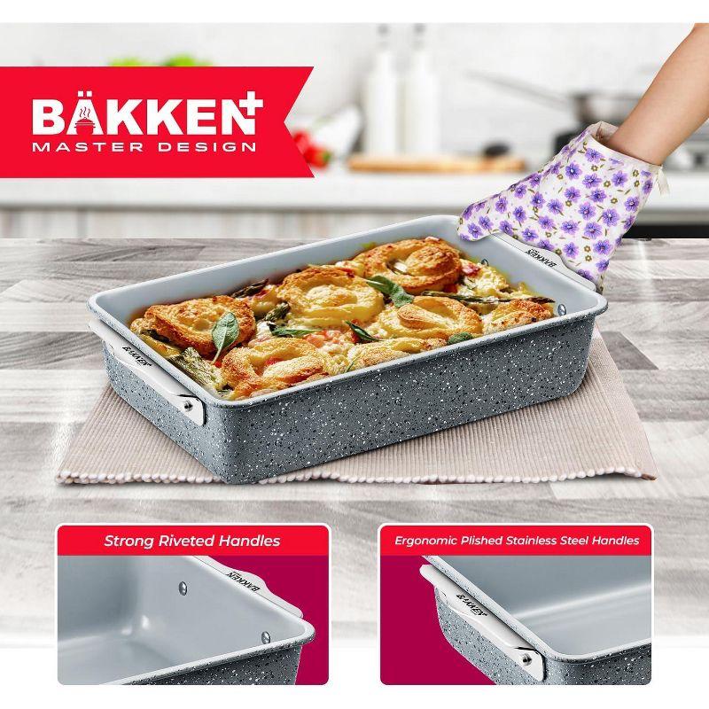 Bakken Swiss 8-Piece Stackable Bakeware Set - Ceramic Non-Stick Coating - MARBLE