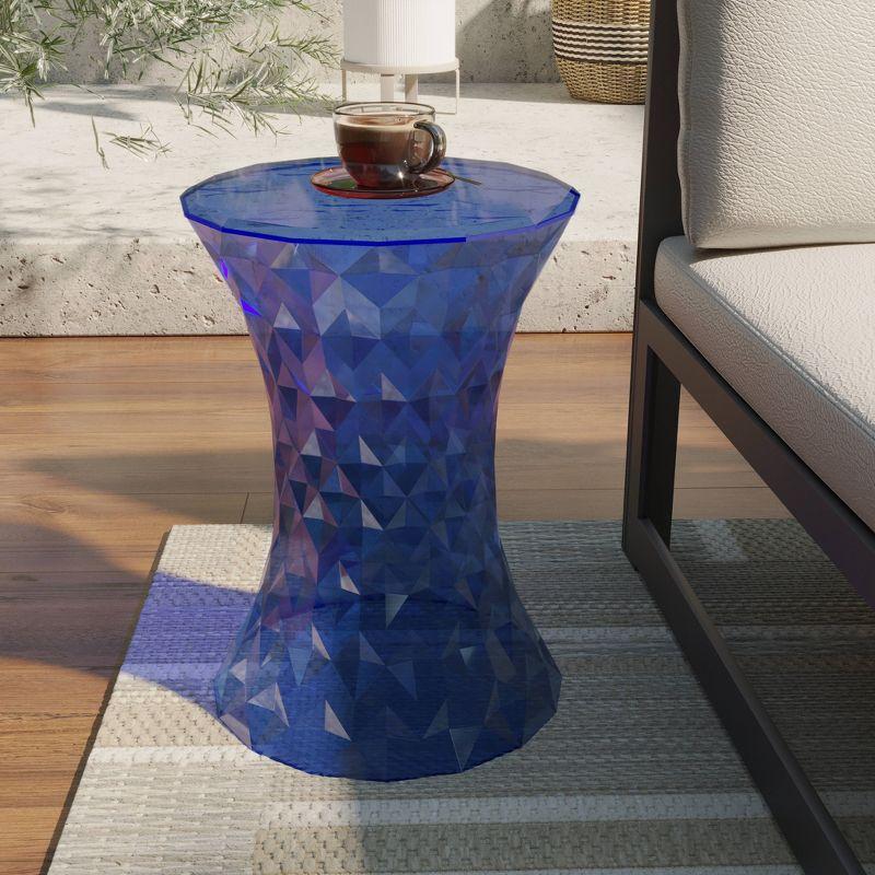 LeisureMod Vanity Modern Stool/Side Table, Transparent Blue