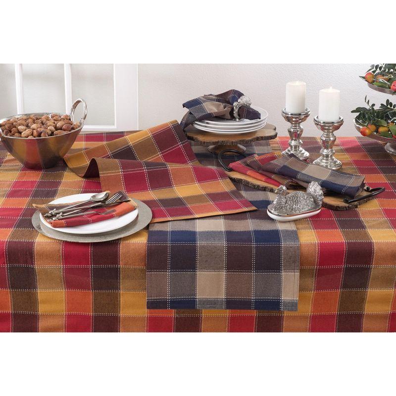 Saro Lifestyle Cotton And Poly Blend Stitched Plaid Tablecloth