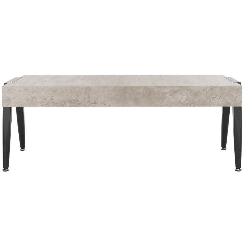 Milan Inspired Light Grey Rectangular Wood Coffee Table with Black Metal Legs