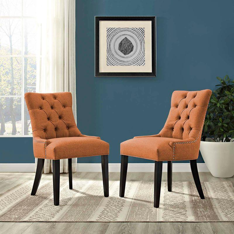 Modway Regent Dining Side Chair Fabric Set of 2 Orange