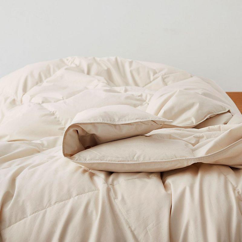 Puredown All Season Organic Cotton Down Comforter - 100% Natural, Chemical-Free, Medium Warmth Duvet Insert, Off-white, Full/Queen