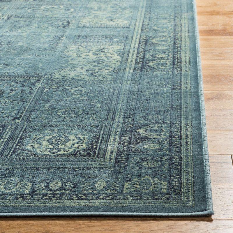 Vintage Blue Rectangular Viscose Area Rug