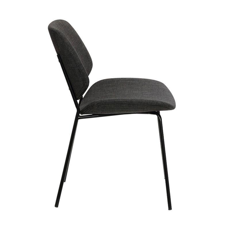 Contemporary Charcoal Faux Leather Side Chair with Black Metal Legs