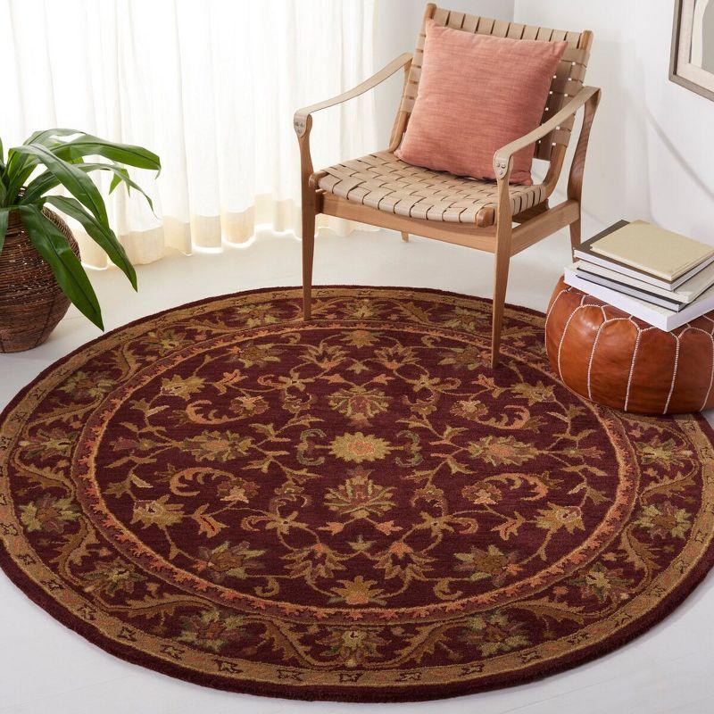 Antiquity AT52 Hand Tufted Indoor Area Rug - Wine/Gold - 6' Round - Safavieh