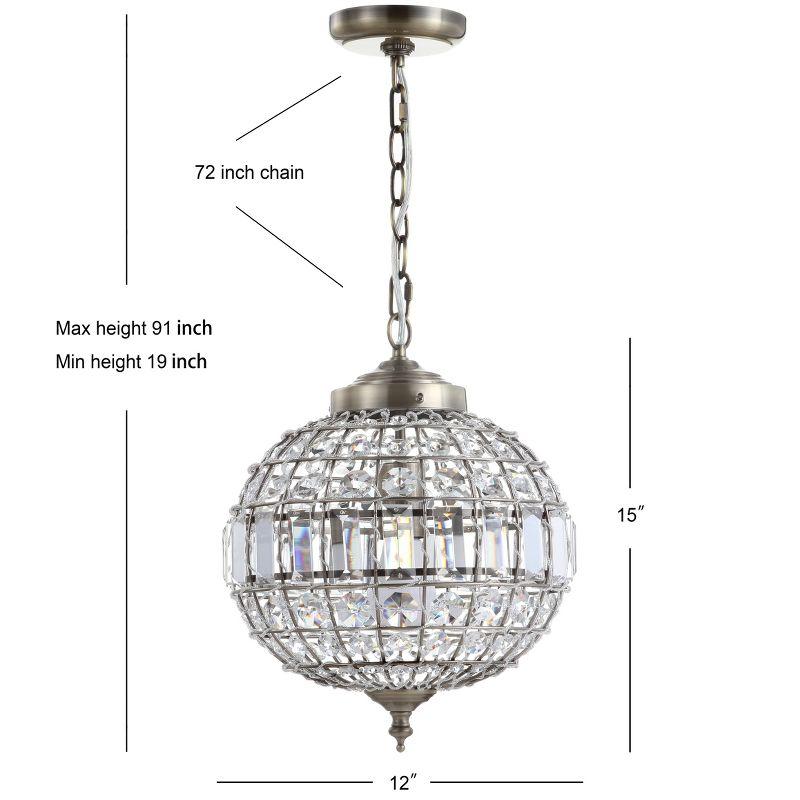 JONATHAN Y Georgina 12" Crystal/Metal LED Pendant Pendant, Antique Brass