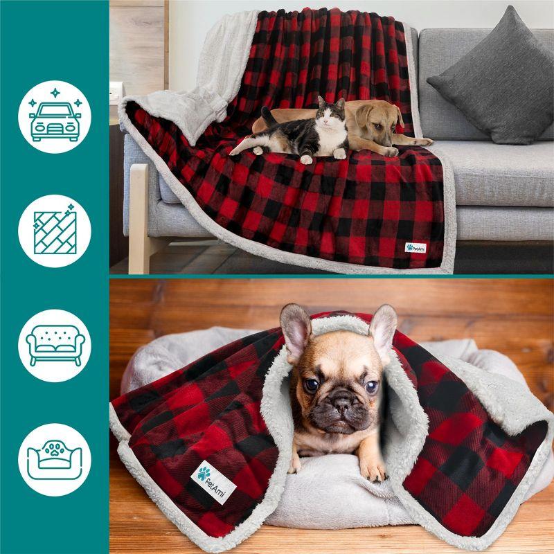 PetAmi Waterproof Dog Blanket for Bed Couch Sofa Cover, Reversible Faux Shearling Fleece Pet Throw