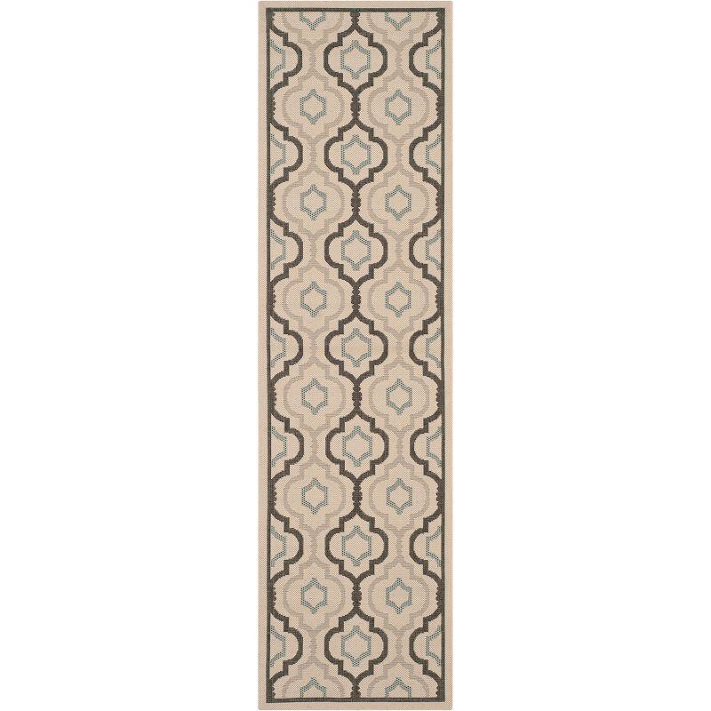 Courtyard CY7938 Power Loomed Indoor and Outdoor Runner Rug - Ivory/Black - 2'3"x12' - Safavieh
