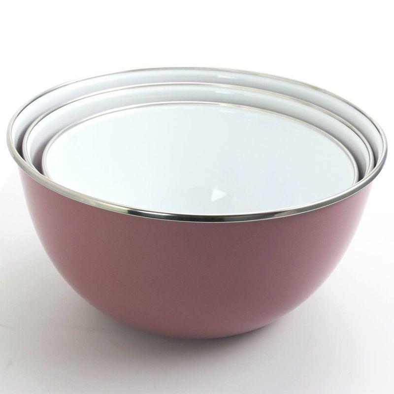 Gibson Home 6pc Steel Plaza Cafe Nesting Mixing Bowls with Lids: Large Steel Bowls, Lavender, Hand Wash Only