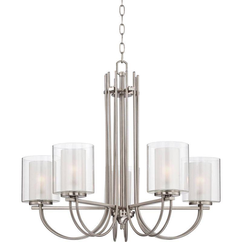 Melody Brushed Nickel 27" Wide Modern Pendant Chandelier with Frosted Glass