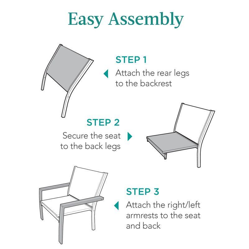 Best Choice Products Set of 2 Textilene Chairs, Conversation Dining Accent Furniture w/ Armrests