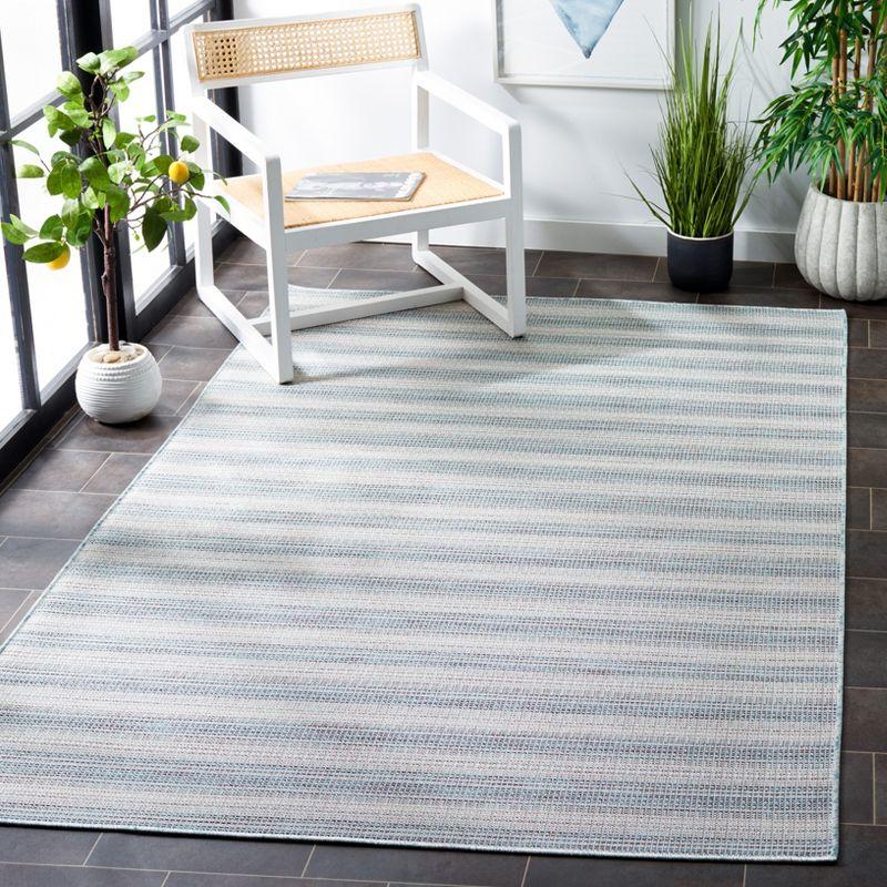 Hampton HTN231 Power Loomed Indoor/Outdoor Area Rug - Aqua/Ivory - 8'x10' - Safavieh.