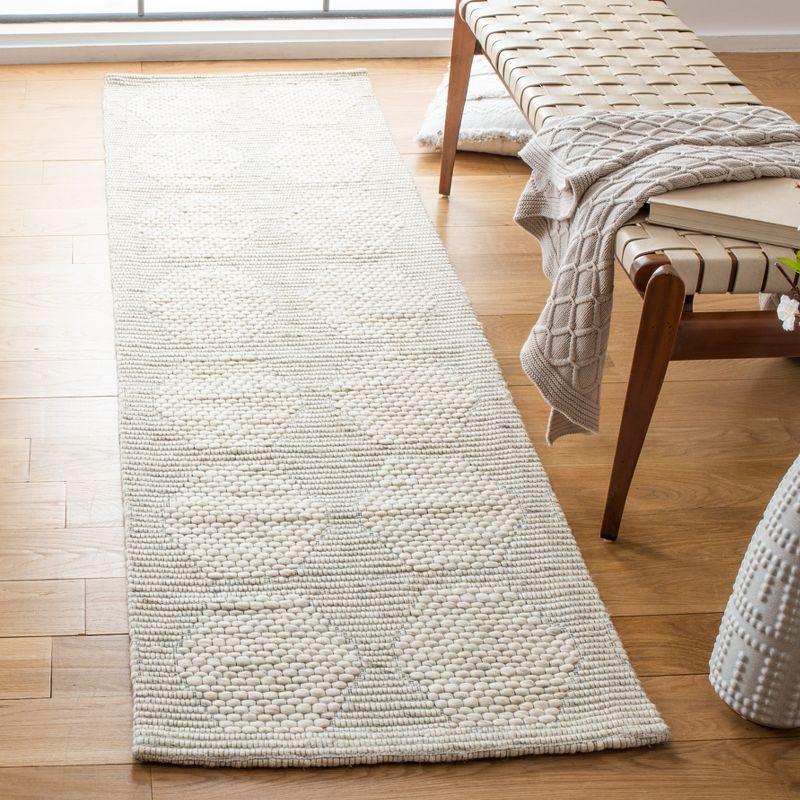 Marbella Beige Flat Woven Geometric Wool Runner Rug