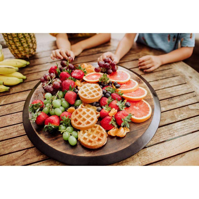 Picnic Time Lazy Susan Fire Acacia Wood Serving Tray