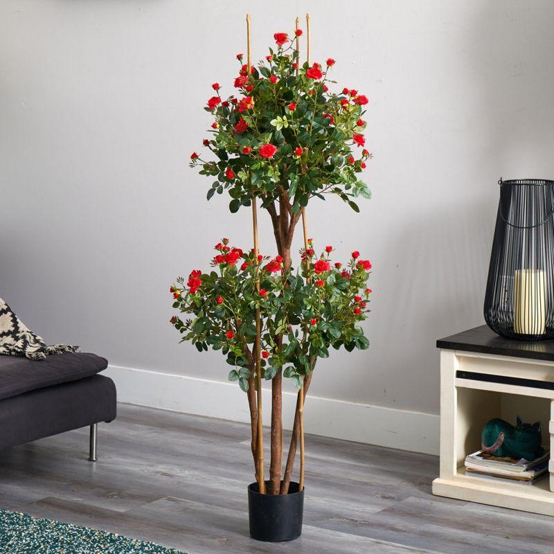 Nearly Natural 5-ft Mini Rose Silk Tree