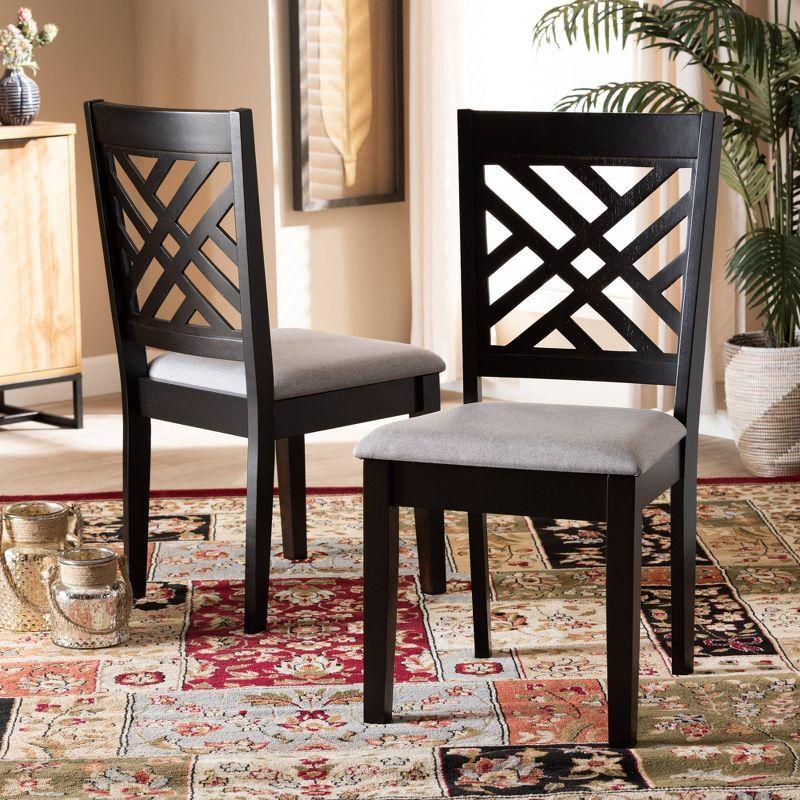 2pc Caron Upholstered Wood Dining Chair Set Sand Gray/Espresso - Baxton Studio