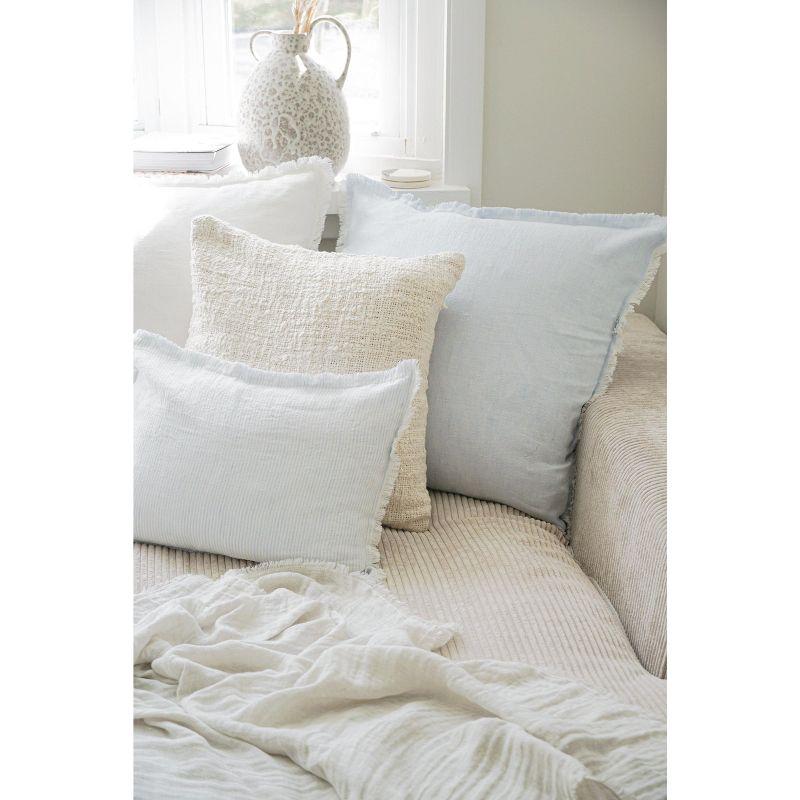 Sky Blue Fringe Soft Linen Pillow